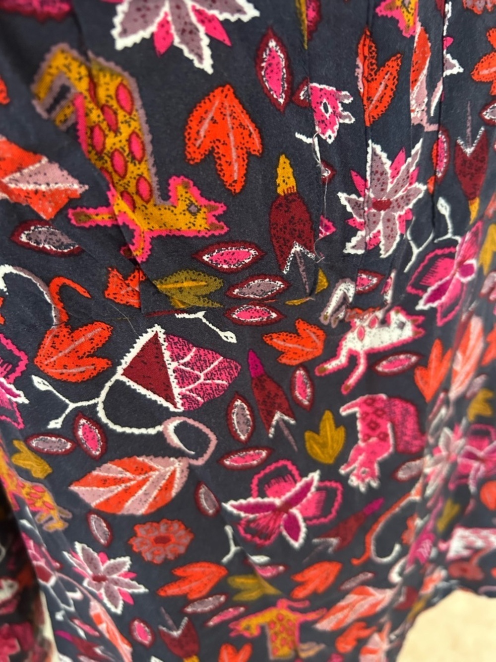 Maeve Navy Pink Orange Printed Top - Picture 3 of 10